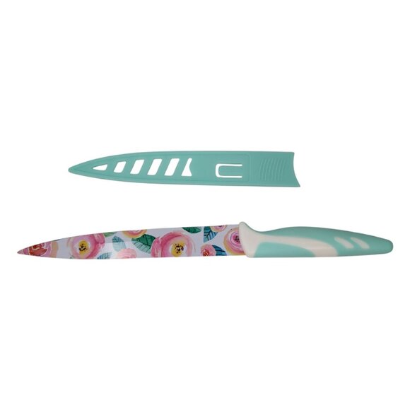 Uptrust 5 Pc Knife Set Fruit Print Stainless Steel w/Sheaths Multicolor Coated - Picture 7 of 11